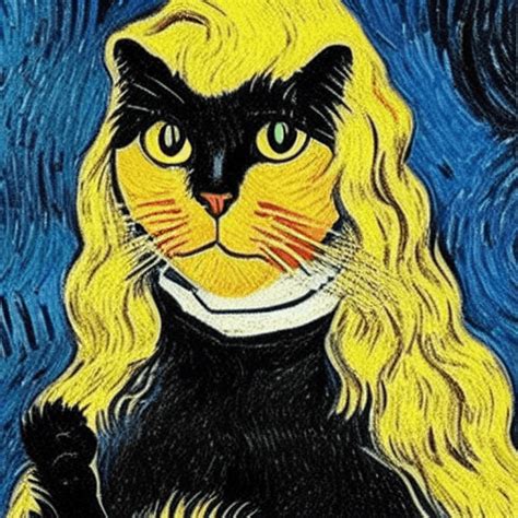 Black Cat In Van Gogh Style Creative Fabrica