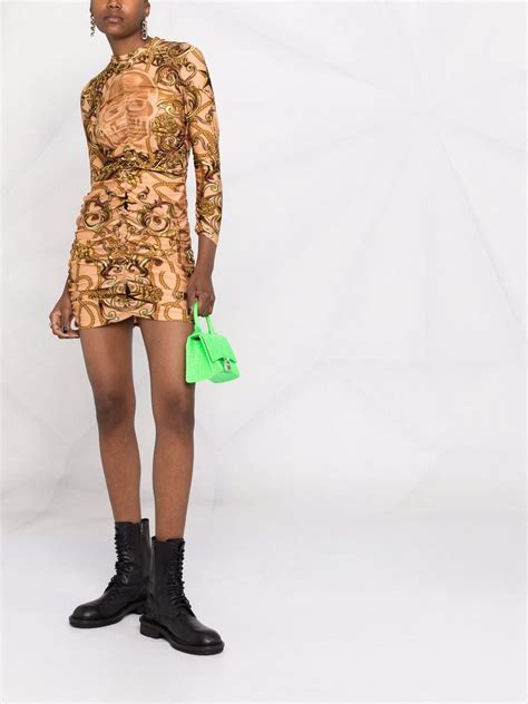 Philipp Plein Enges Kleid Mit Barock Print Nude Farfetch De