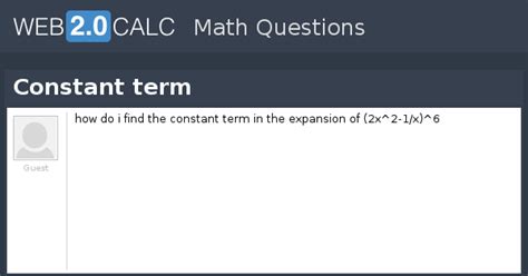 View question - Constant term