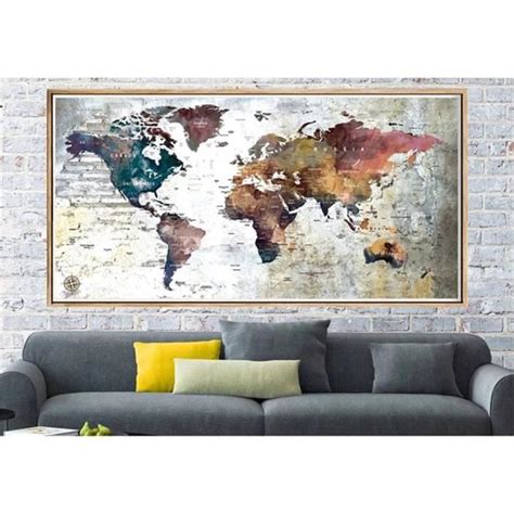 Diamond Painting Carte Du Monde Abstrait Diy 5D Broderie Diamant