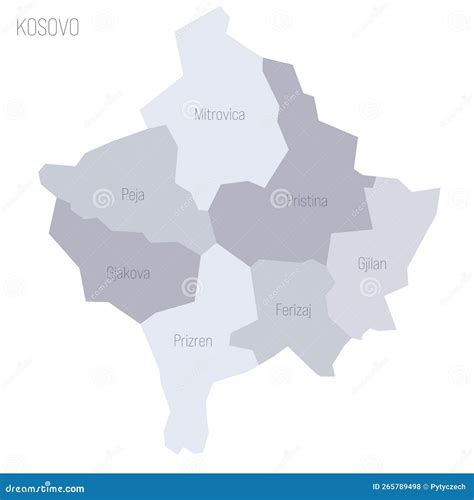 Kosovo Political Map Of Administrative Divisions Stock Vector