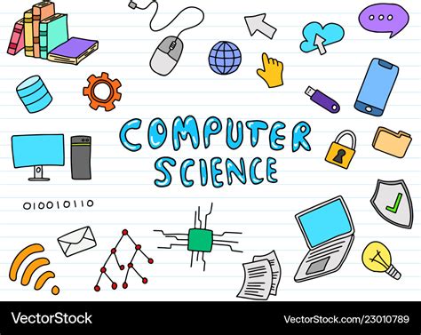 Computer Science Engineering Education Doodle Art Vector Image