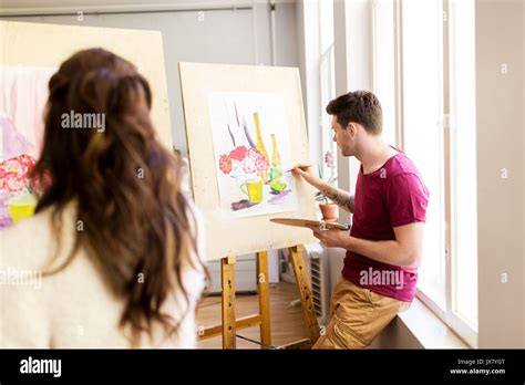 artists painting still life picture at art school Stock Photo - Alamy