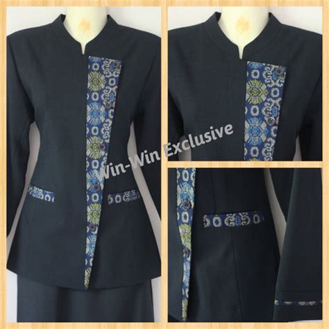 Jual Produk Seragam Blazer Batik Biru Dongker Termurah Dan Terlengkap