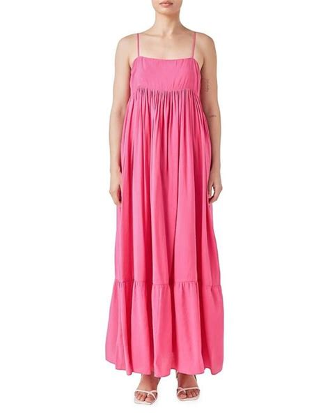 Endless Rose Babydoll Maxi Dress In Pink Lyst