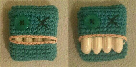 Crocheted Toothbrush Holder Made To Look Like A Monster S Mouth And Teeth