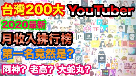 真的賺很大台灣前200名人氣youtuber月收入排行榜 你認識幾個第一名月收入太驚人阿神 阿滴英文 蔡阿嘎 老高與小茉 館長成吉思汗