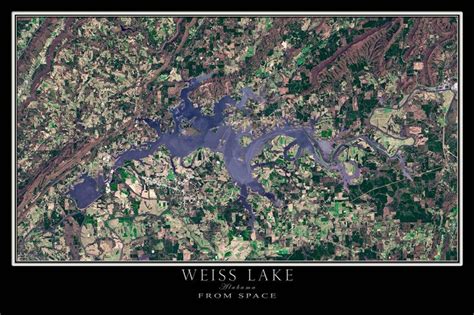 The Weiss Lake Alabama Satellite Poster Map | Weiss lake, Map poster, Lake