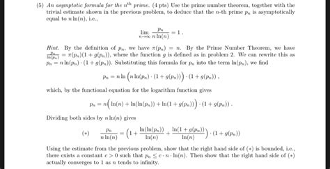 5 An Asymptotic Formula For The Nth Prime 4 Pts Chegg