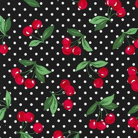 Cherry Dot In Black Michael Miller Fabric By The Yardblack Etsy