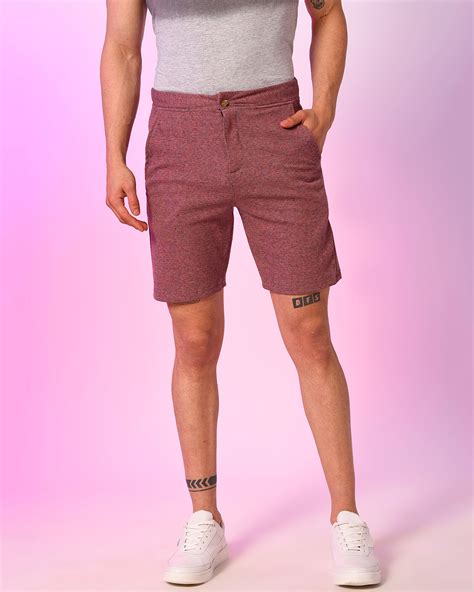 Buy Mens Maroon Button And Zip Shorts Online At Bewakoof