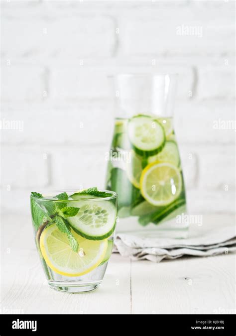 Infused Detox Water With Cucumber Lemon And Mint Stock Photo Alamy