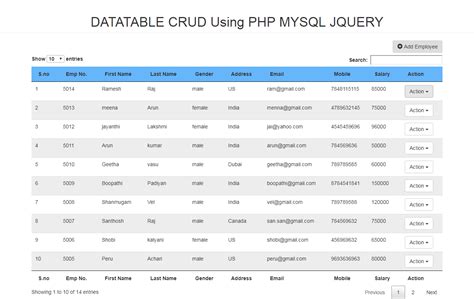 DATATABLE CRUD Using PHP MYSQL JQUERY For 50 CodeClerks