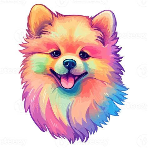 Colorful Pomeranian Dog Pomeranian Portrait Dog Sticker Clip Art Dog