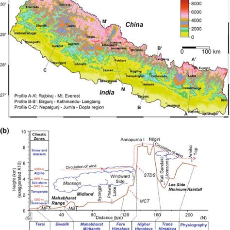 A Relief Map Of Nepal A Lower Altitude Area Is Situated In The Area