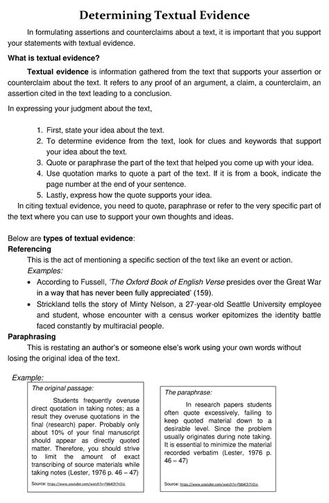 Determining Textual Evidence What Is Textual Evidence Textual