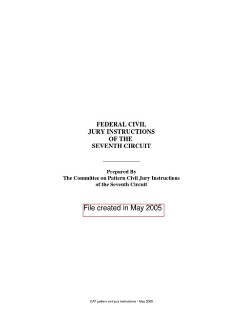 Ca7 Pattern Jury Instructions Civil Cases 2005 Pdf Witness