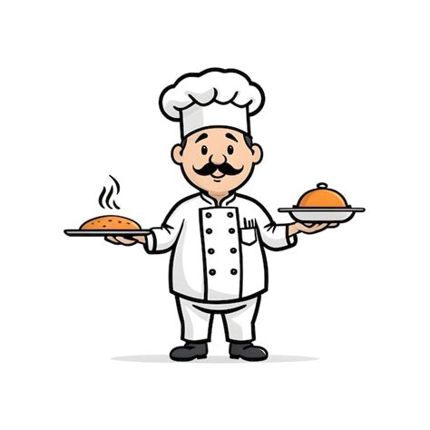 Premium Ai Image Chef Holding A Tray Of Food Vector Illustration In