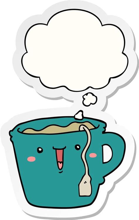 Cute Cartoon Coffee Cup And Thought Bubble As A Printed Sticker