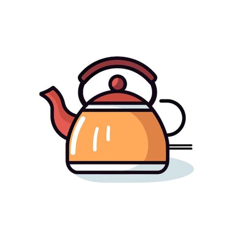 Premium Vector Vector Of An Orange Tea Kettle With A Wooden Handle