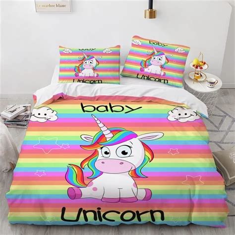 Housse Couette 220X240 Cm Licorne Microfibre Parure De Lit Pas Cher 3