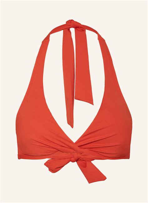 LAUREN RALPH LAUREN Neckholder Bikini Top BEACH CLUB SOLIDS In Orange