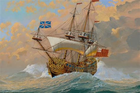 Royal Navy’s HMS Britannia, 1682 Fine Art Print - James A Flood Artist