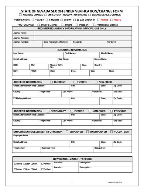 NV Sex Offender Verification Change 2015 Fill And Sign Printable