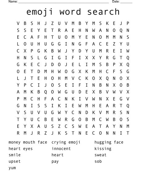 Emoji Word Search Printable Templates Free