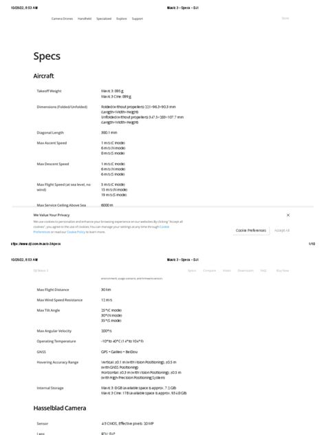 Mavic 3 - Specs - DJI | PDF | Http Cookie | Shutter (Photography)