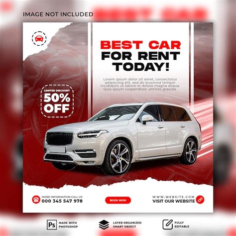 Premium Psd Car For A Rent Banner Design For Instagram Or Facebook