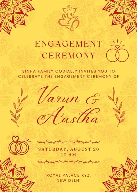 Ring Ceremony Invitation Card Engagement Invitation Maker New Designs