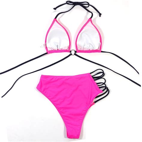 Sexy High Waist Swimwear String Bikini Set Halter Swimsuit Female Br