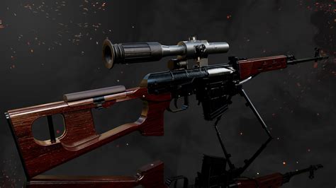 3D Model SVD Dragunov Sniper Rifle Game Ready PBR VR AR Low Poly