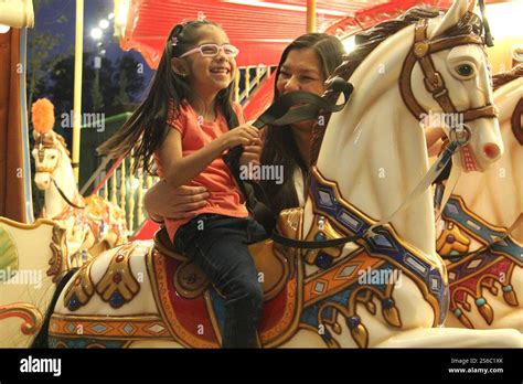 Divorced Single Mom And 5 Year Old Brunette Latina Daughter Spend Fun Time On Amusement Park