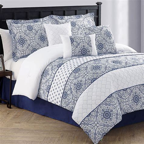 Navy Blue And White Queen Bedding – Hanaposy