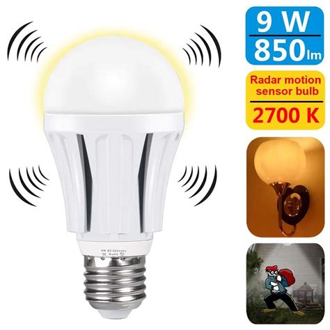 W Motion Sensor Light Bulb Smart Bulb Radar Dusk To Dawn Led Night