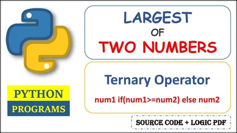 Largest Of Two Numbers In Python Ternary Operators Youtube