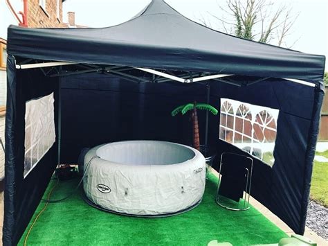 HOT TUB Lay Z Spa Paris With Pop Up Waterproof Gazebo Astro Turf Flooring In Crosby