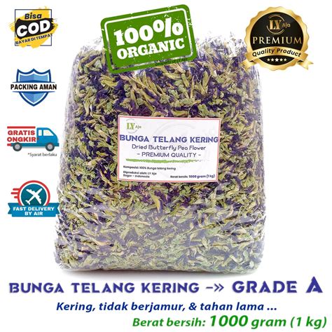 Jual Teh Bunga Telang Kering 1 Kg 1Kg LY Aja Butterfly Pea Organik