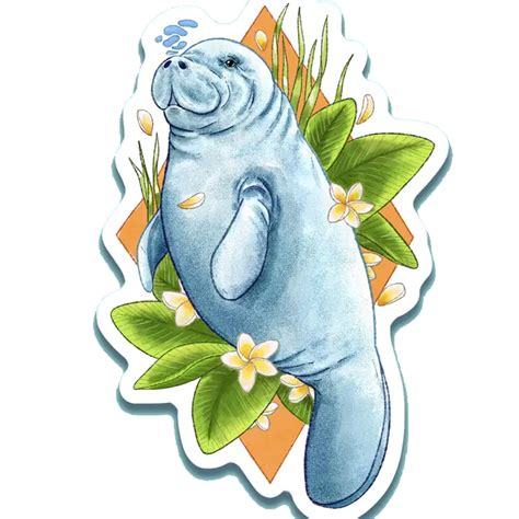 Tropical Manatee Sticker