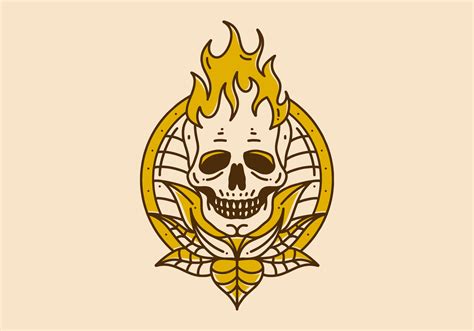 Vintage art illustration of a skull with fire 13860647 Vector Art at Vecteezy