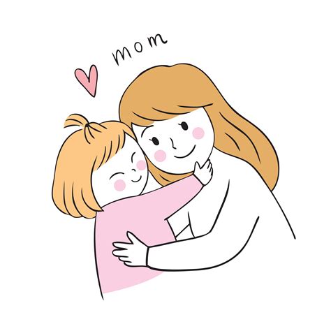 Dibujos Dibujo Madre E Hija Madre E Hija Abrazando A Vector De Dibujos