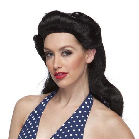 40s Pinup Girl Costume Wig Black By Sepia Beauty