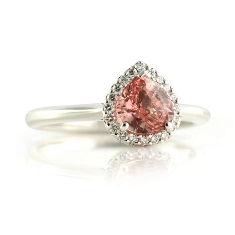 Pear Padparadscha Diamond Ring Bentley De Lisle