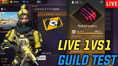 Free Fire Live Guild Testing 1v1 Guild Test Live 💯 Ff Live Guild