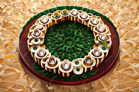 Premium AI Image | A circle of food with a circular border and a circle ...