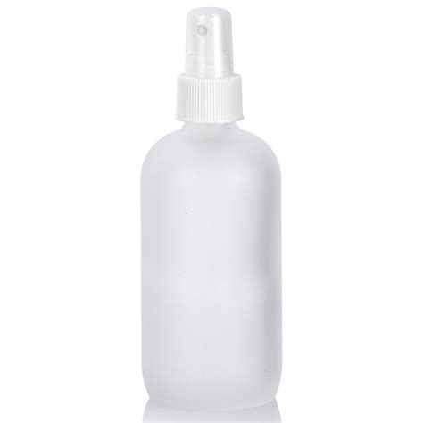 Frosted Clear Glass Boston Round Bottle With White Fine Mist Sprayer 12 Pack