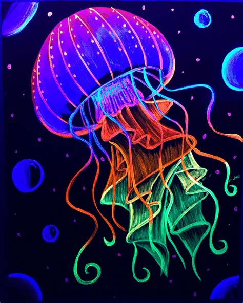 Psychedelic jellyfish . Blacklight | Etsy | Neon painting, Jellyfish painting, Jellyfish art