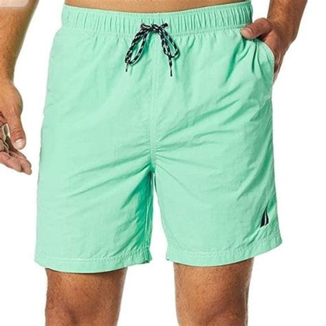 Nautica Swim Nautica Mens Quick Dry Solid Nylon Swim Trunk Mint